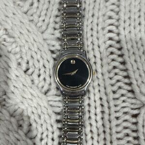 Movado Museum Classic Black Dial Watch with Silver and Gold tone Band